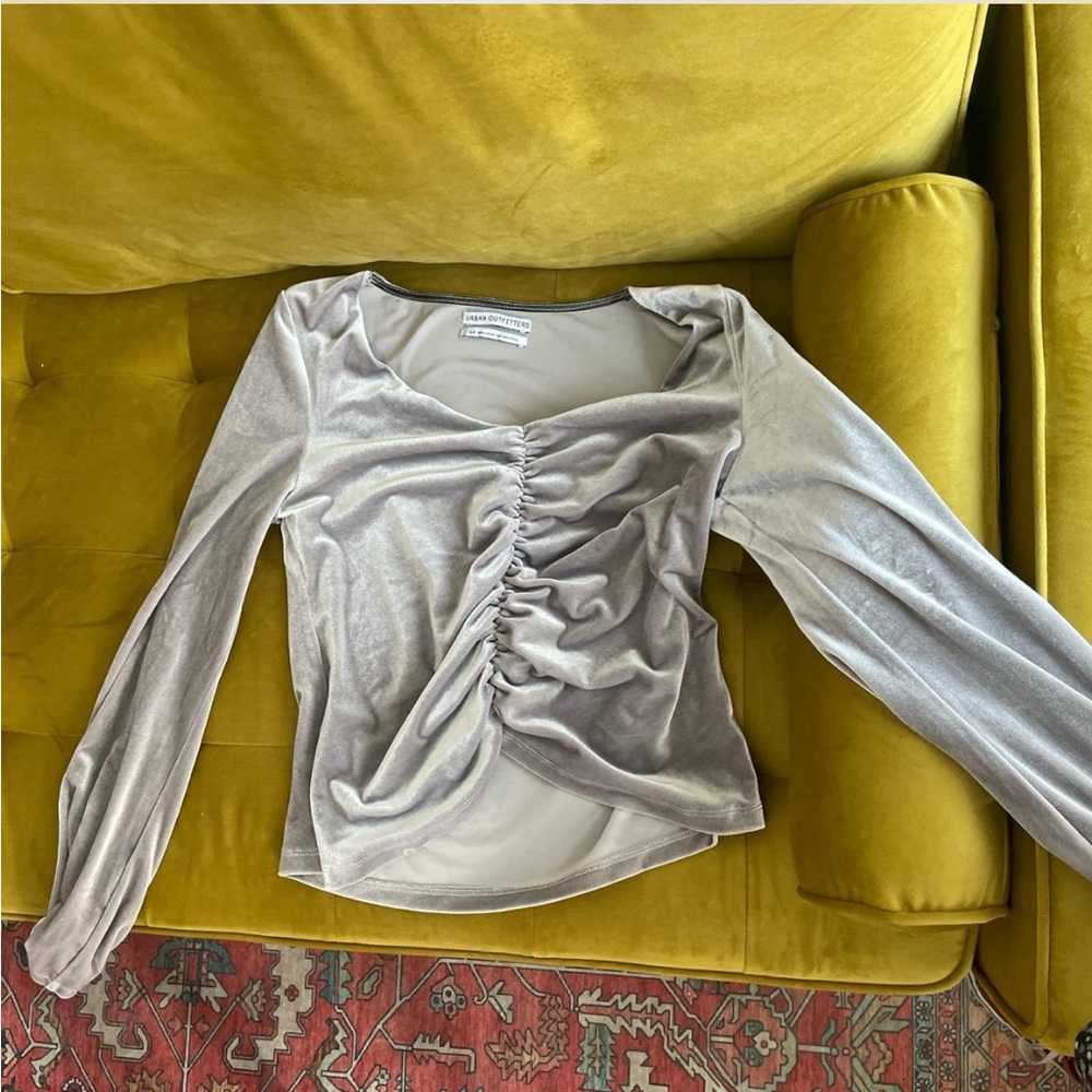 Urban Outfitters Silver Ruched Blouse